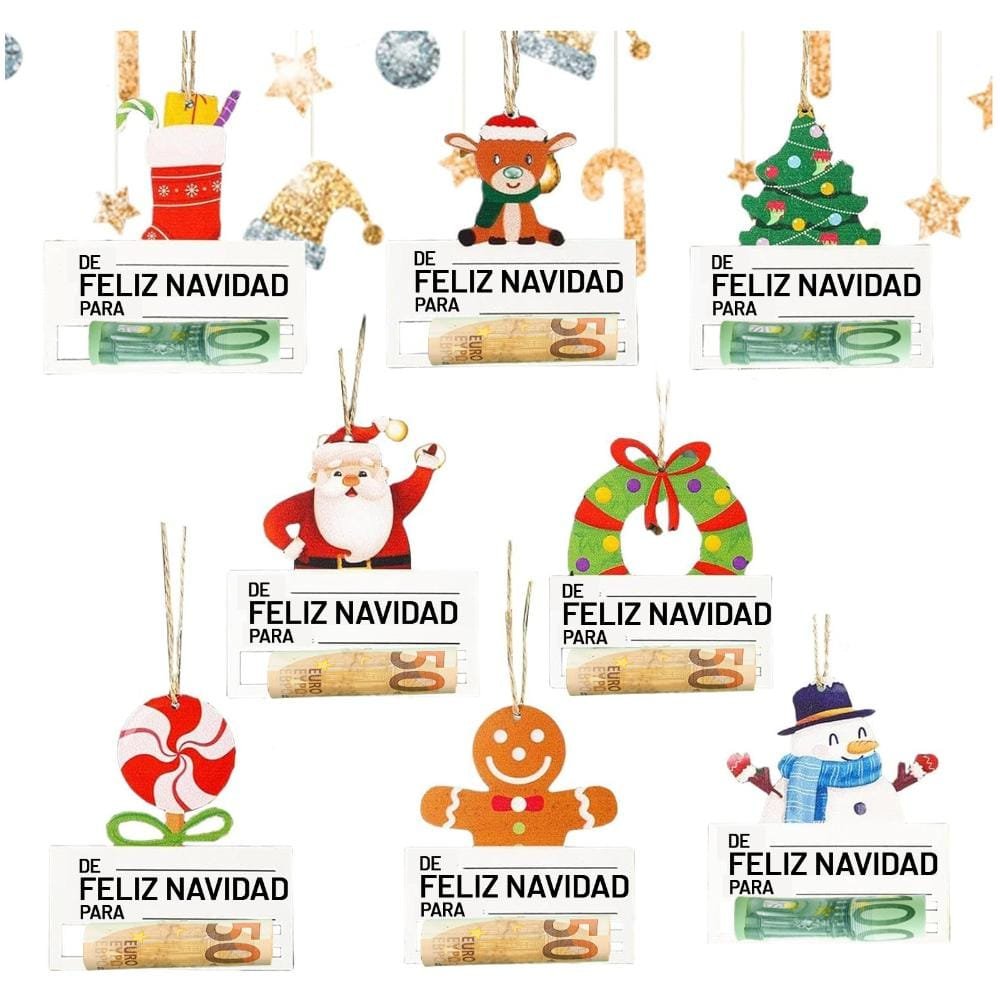 Adornos navideños de madera para regalar dinero - Imagen 2