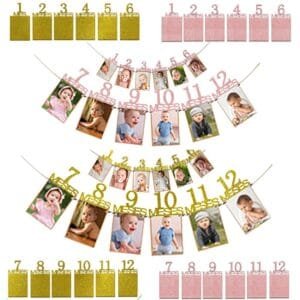 Guirnalda de Fotos Primer Año – Decoración de Cumpleaños de Bebé